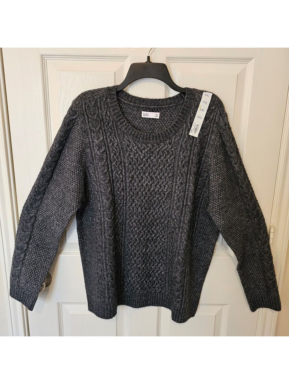 Croft & Barrow Women Sweater Cable-Knit Fisherman Crewneck NWT Grey size XXL